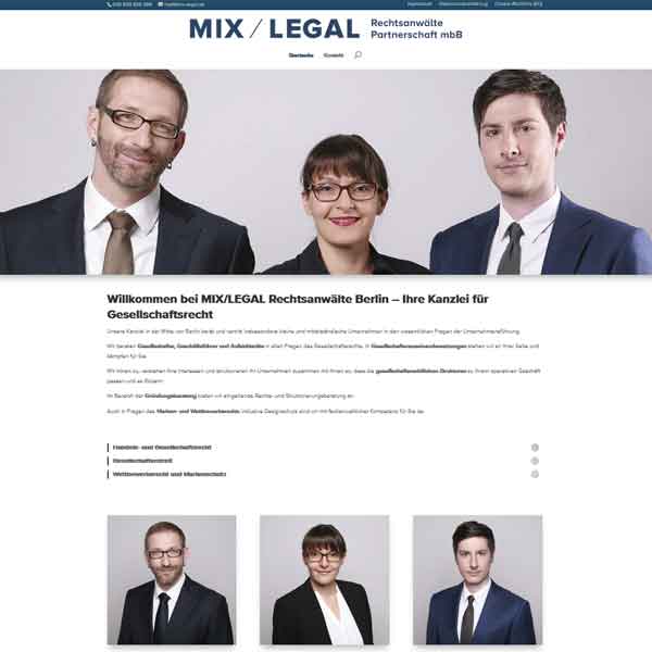 Internetauftritt von MIX LEGAL Rechtsanwaelte